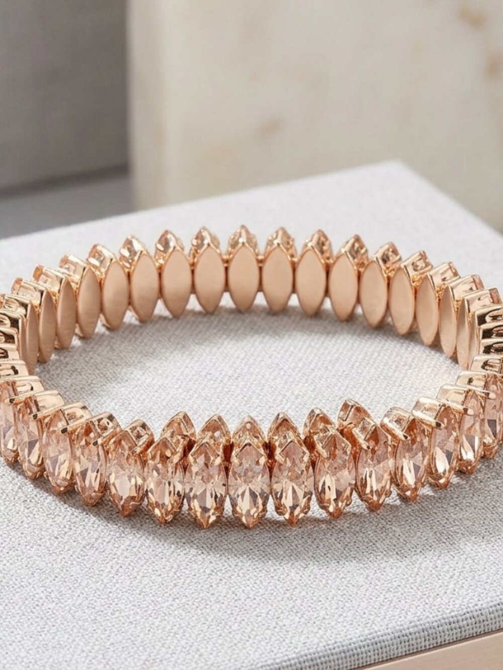 Aurora Cluster Stretch Bracelet Rose Gold Finish Hand-Set Crystals